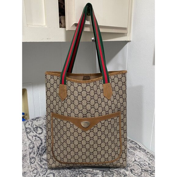 Vintage Gucci Plus GG Monogram Large Coated PVC Tote Bag - Picture 2 of 8